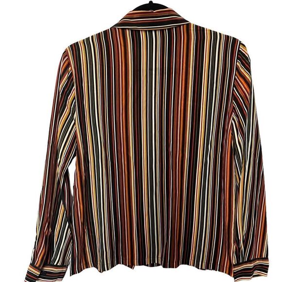 Josephine Chaus Women's Button Up Blouse Size 6 Orange/green Multi Stripe - Picture 6 of 8